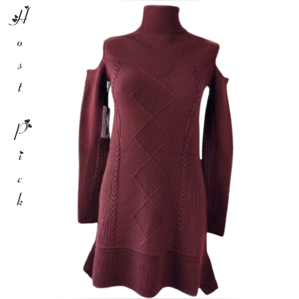 W by Worth Rust Turtleneck Cold Shoulder